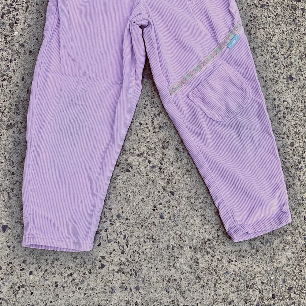 Vintage 80s 90s Oshkosh B'Gosh Pink Corduroy Floral Trim Pants Size 6